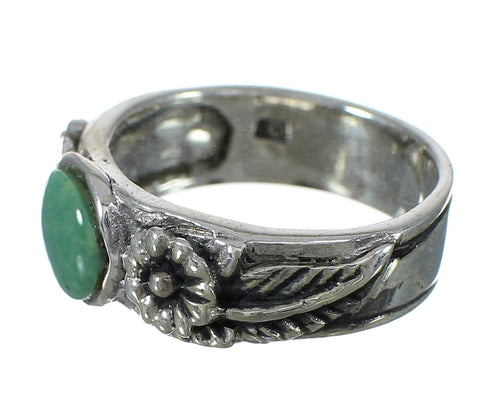 Turquoise Silver Southwestern Flower Ring Size 8 YX91689